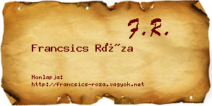 Francsics Róza névjegykártya